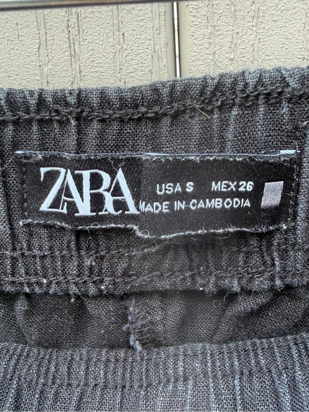 Zara Wide-Leg Black Women's Pants Elastic Waist- Cotton/linen-pockets-Tall/Small - Picture 2 of 12